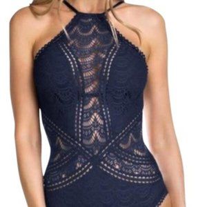 BECCA Colorplay Crochet High-Neck One-Piece Swimsuit NEW WITH TAGS